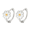 Daisy Brass Enamel Hoop Earrings for Women LS-EJEW-G434-02P-4