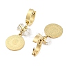 Flat Round with Humen 304 Stainless Steel Dangle Earrings EJEW-L283-060G-2