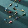 304 Stainless Steel with Faceted Round Glass Bead Cable Chain Necklaces for Women NJEW-G190-02G-2