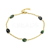 Natural Mixed Gemstone Nuggets Beaded Anklet with PVD Vacuum Plating 304 Stainless Steel Chains AJEW-Z008-04-2