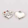 Wedding Theme Antique Silver Tone Tibetan Style Alloy Heart with Step Dad of Bride Rhinestone Charms LS-TIBEP-N005-22E-1