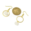 Natural White Jade Pumpkin with Ring Dangle Earrings EJEW-JE05509-02-3