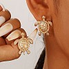 Sea Turtle Alloy Stud Earrings for Women EJEW-A112-04KCG-1