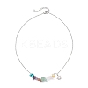 Chakra Gemstone Chip Beaded Pendant 304 Stainless Steel Cable Chain Necklaces NJEW-JN05501-1