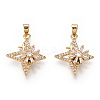 Rotatable Brass Micro Clear Pave Cubic Zirconia Pendants KK-E068-VC294-1