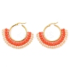 304 Stainless Steel & Bohemian Beaded Fan Hoop Earrings for Women EJEW-R001-01G-04-2