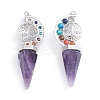 Natural & Synthetic Mixed Gemstone Big Chakra Pointed Pendants G-E566-06-3