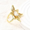 Brass Micro Pave Cubic Zirconia Cuff Rings for Women RJEW-F184-02G-4