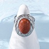 Oval Synthetic Goldstone Finger Rings RJEW-M063-01P-15-2