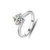 Flat Round Rhodium Plated 925 Sterling Silver Micro Pave Cubic Zirconia Finger Rings for Women WG84544-12-4