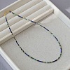 Natural African Turquoise(Jasper) and Lapis Lazuli Faceted Round Beaded Necklaces with 304 Stainless Steel End Chains WE3127-2-4