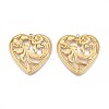 304 Stainless Steel Hollow Flower Heart Pendants STAS-T067-40G-1