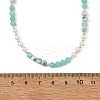 Faceted Round Natural Larimar and Pearl Beaded Necklaces NJEW-JN06409-01-3