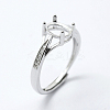 Anti-Tarnish Rhodium Plated 925 Sterling Silver Finger Ring Components STER-G027-17P-1