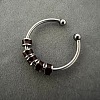 304 Stainless Steel Enamel Disc Beaded Adjustable Open Rings FS-WGAD8B0-09-1