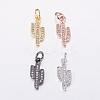 Brass Micro Pave Cubic Zirconia Charms ZIRC-E135-34G-3
