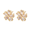 Flower Brass Micro Pave Cubic Zirconia Stud Earrings for Women EJEW-G428-28A-02-4