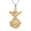 Golden Tone Brass Hollow Round Cage Pendants KK-J238-08G-3