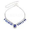 Alloy Rhinestone Rectangle Pendant Necklaces & Horse Eye Stud Earring Sets for Women SJEW-U001-01P-04-4