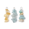3Pcs Natural Aquamarine & Citrine & Flower Amazonite Chip Beaded Constellation Pendants PALLOY-JF03043-03-1