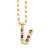 Brass Pave Colorful Cubic Zirconia Initial Pendant Necklaces FS-WG26597-22-1