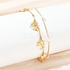 304 Stainless Steel with Acrylic Bead Double Layer Dolphin Charm Anklets for Women AJEW-G069-01G-3