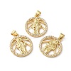 Rack Plating Brass Pave Cubic Zirconia Pendants KK-O142-15G-3