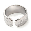 Non-Tarnish 304 Stainless Steel Textured Open Cuff Ring for Women RJEW-I098-26P-3
