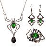 Spider Alloy Glass Dangle Earrings & Necklaces & Rings Sets WGD1EC4-04-4