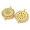 Rack Plating Brass Pave Cubic Zirconia Wheel Connector Charms KK-Z063-28G-01-2