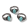 Synthetic Turquoise Horse Eye Adjustable Rings RJEW-K271-05R-11-1