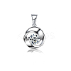 Elegant 925 Sterling Silver Cubic Zirconia Rose Flower Pendant Necklaces NJ3473-1-1