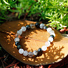 Natural Tourmalinated Quartz & Moonstone & Glass Round Beads Strertch Bracelets for Women Men NE6607-3