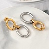 304 Stainless Steel Two Tone Oval Dangle Stud Earrings EJEW-K268-66GP-3