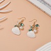 Shell Pearl & Glass & Starfish Cluster Dangle Earrings EJEW-TA00208-2