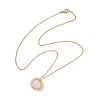 Natural Rose Quartz Copper Wire Wrapped Flower Pendant 304 Stainless Steel Cable Chain Necklaces for Women NJEW-JN05616-02-4