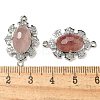 Natural Strawberry Quartz Faceted Oval Connector Charms G-G181-06P-05-3