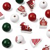 50Pcs 7 Styles Christmas Painted Wood Beads Set WOOD-FS0002-44-2