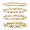 4Pcs 4 Size Brass Round Beaded Stretch Bracelets Set for Women BJEW-AN0001-07-1