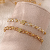 2Pcs Brass & Glass Beads Braided Bead Bracelets for Women IU7406-1-1