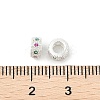 Brass Micro Pave Cubic Zirconia Rondelle European Beads KK-P297-04A-S-2