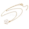 Alloy Enamel White Flower Pendant with Iron Chain Necklaces for Women NJEW-A066-04G-4