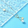 304 Stainless Steel Crystal Rhinestone Round Disc Pendant Necklaces NJEW-A045-03G-3