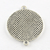 Tibetan Style Alloy Flat Round Cabochon Connector Settings TIBE-Q038-001E-AS-RS-2