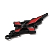Jet Rhinestone Cross Pendant with Red Enamel ENAM-WH0001-06EB-03-3
