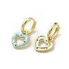 Heart Real 18K Gold Plated Brass Dangle Hoop Earrings EJEW-L268-038G-02-2
