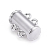 2-Strands 4-Holes Tube Brass Magnetic Slide Lock Clasps KK-D472-P-NF-2