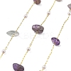 Natural Amethyst & Glass Link Chains CHC-K014-12G-04-1
