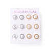 6 Pair Shell Pearl Half Round Stud Earrings EJEW-A067-19-4