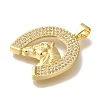 Horse Rack Plating Brass Clear Cubic Zirconia Pendants KK-U019-32G-2